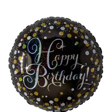Foil ballon: Happy birthday black